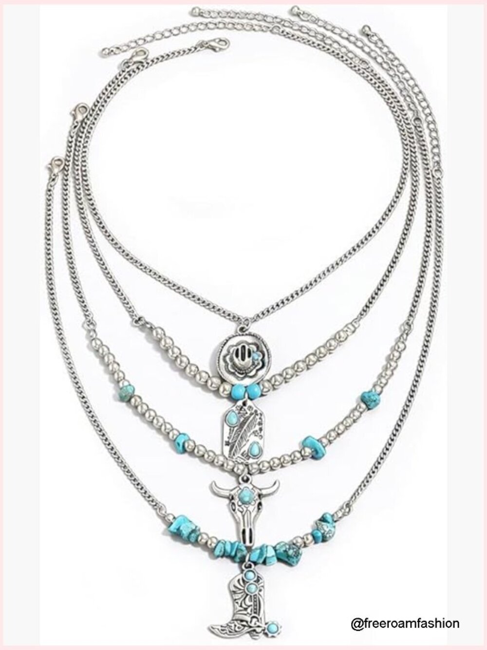 Layered Turquoise Necklace Set Suede Choker Boho Cowgirl Jewelry